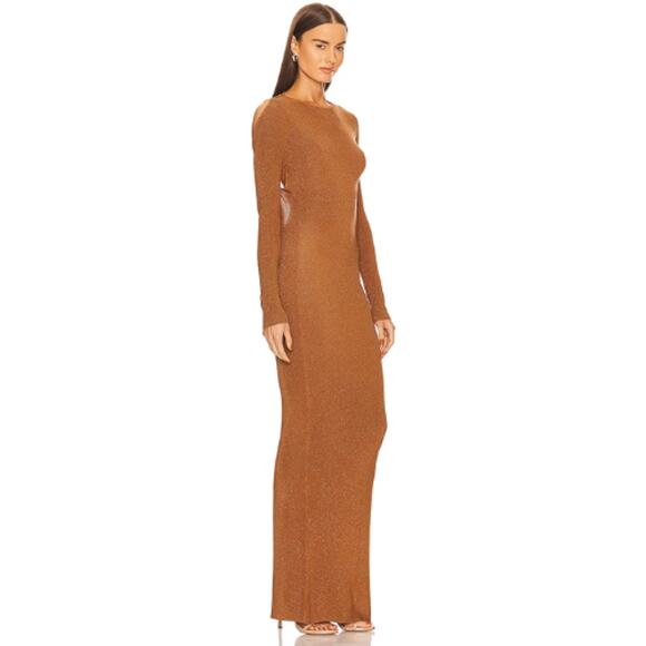 Aya Muse x REVOLVE Carrara Dress in Chocolate Lurex NWT Size Large - Picture 3 of 5